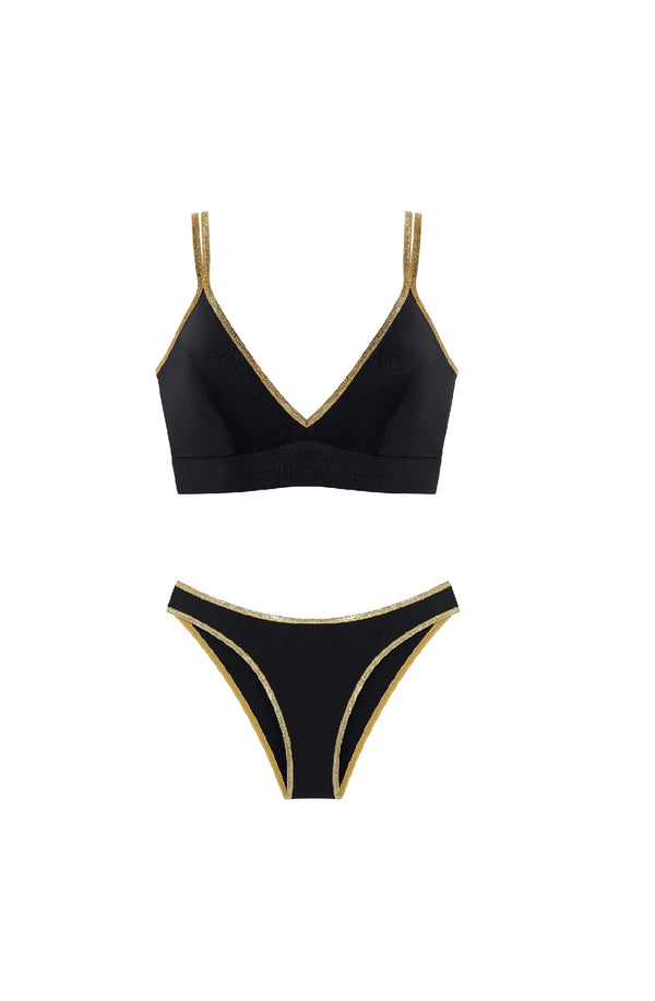 PAIN de SUCRE Women Singa Lurex Sports Top and Mathis Scooped-Out Bikini
