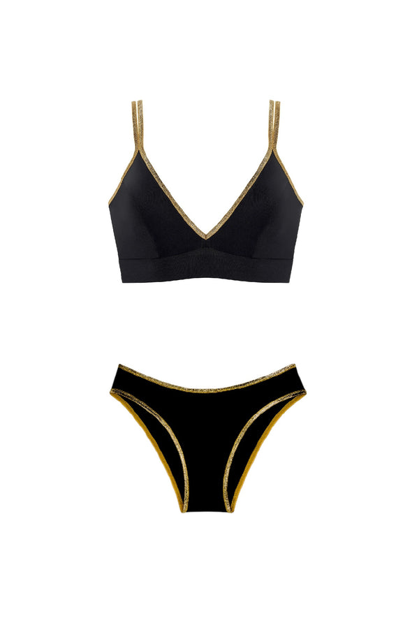 PAIN de SUCRE Women Singa Lurex Top and Samy Scalloped Hips Bikini Bottom