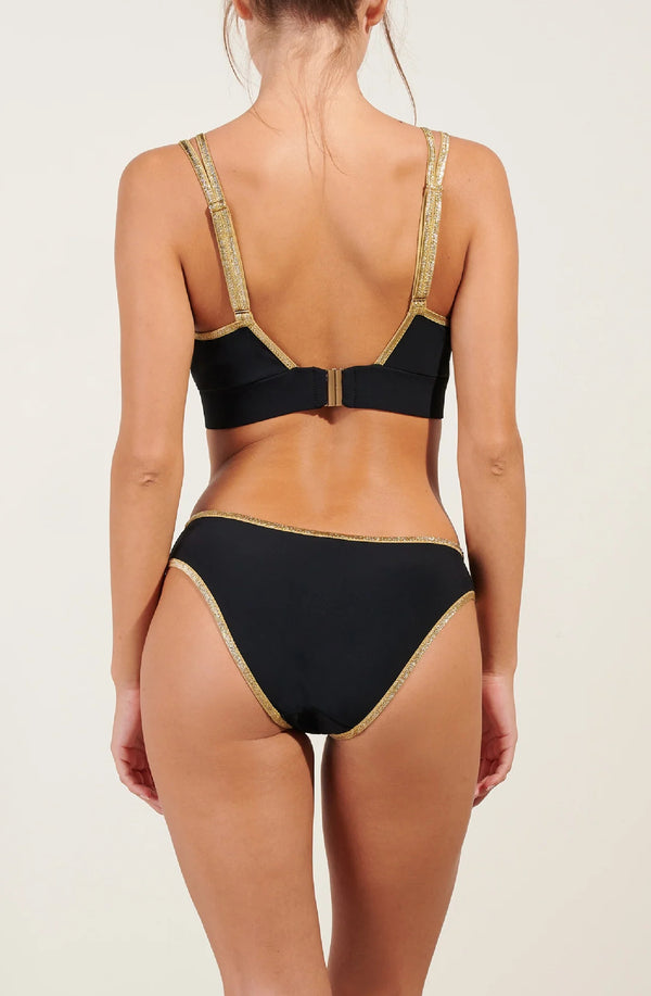 PAIN de SUCRE Women Singa Lurex Top and Samy Scalloped Hips Bikini Bottom
