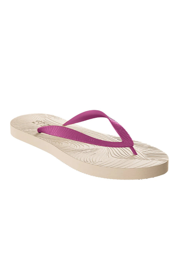 SLEEPERS Women Slim Wide Strap Eggnog with Fuchsia Strap Flip Flops