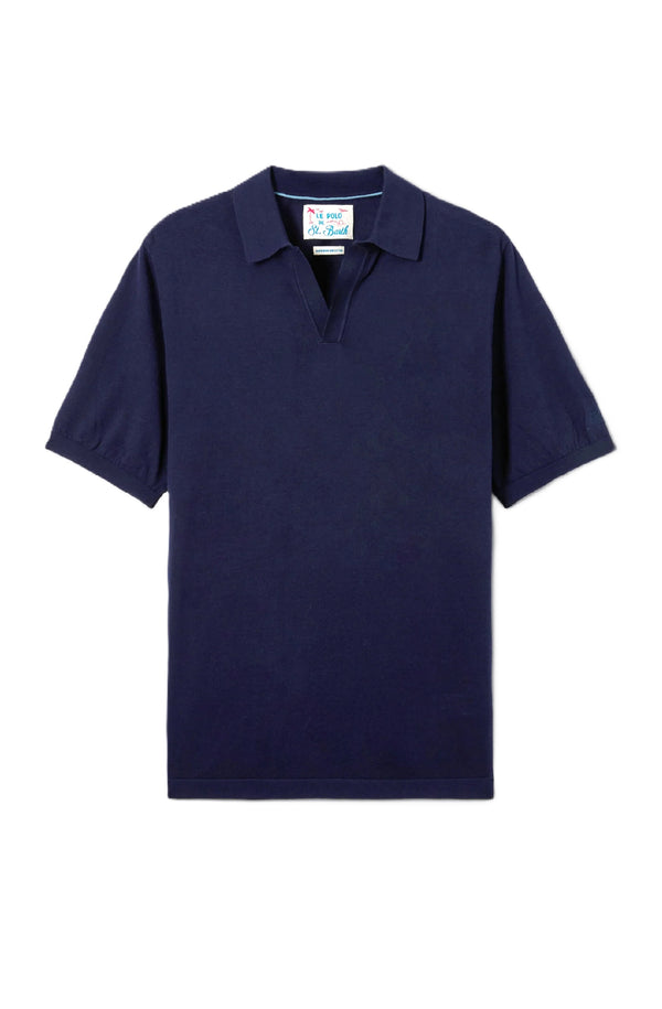 MC2 SAINT BARTH Men Polo Shirt Premuim High Twist Cotton Sloan Navy Blue