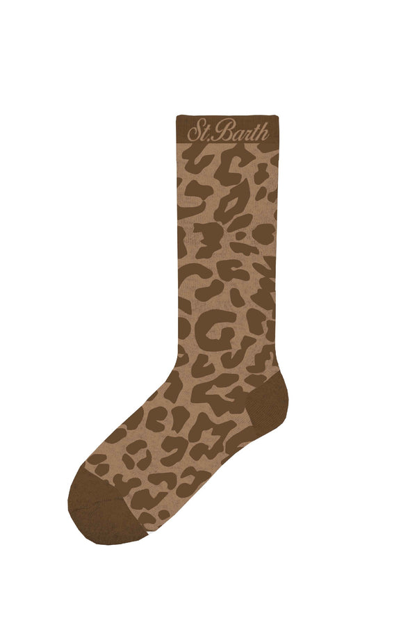 MC2 SAINT BARTH Women Socks in Cotton Leopard print