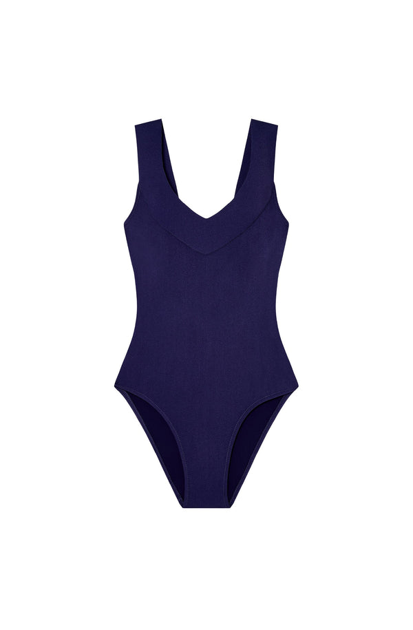 PAIN de SUCRE Women Soya Navy Crossover One-Piece Swimsuit