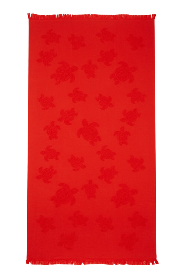 VILEBREQUIN Unisex Beach Towel in Organic Cotton Turtles Jacquard