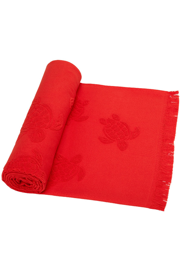 VILEBREQUIN Unisex Beach Towel in Organic Cotton Turtles Jacquard