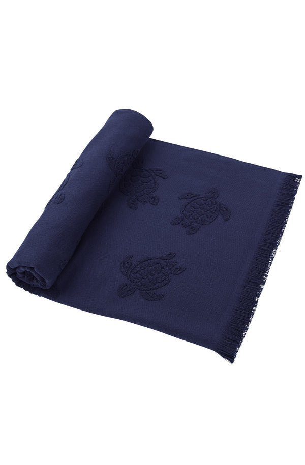 VILEBREQUIN Unisex Beach Fouta in Organic Cotton Turtles Jacquard