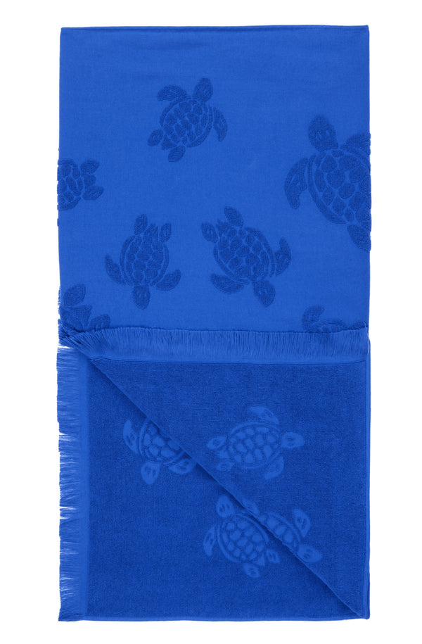 VILEBREQUIN Unisex Beach Towel in Organic Cotton Turtles Jacquard