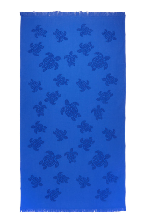 VILEBREQUIN Unisex Beach Towel in Organic Cotton Turtles Jacquard