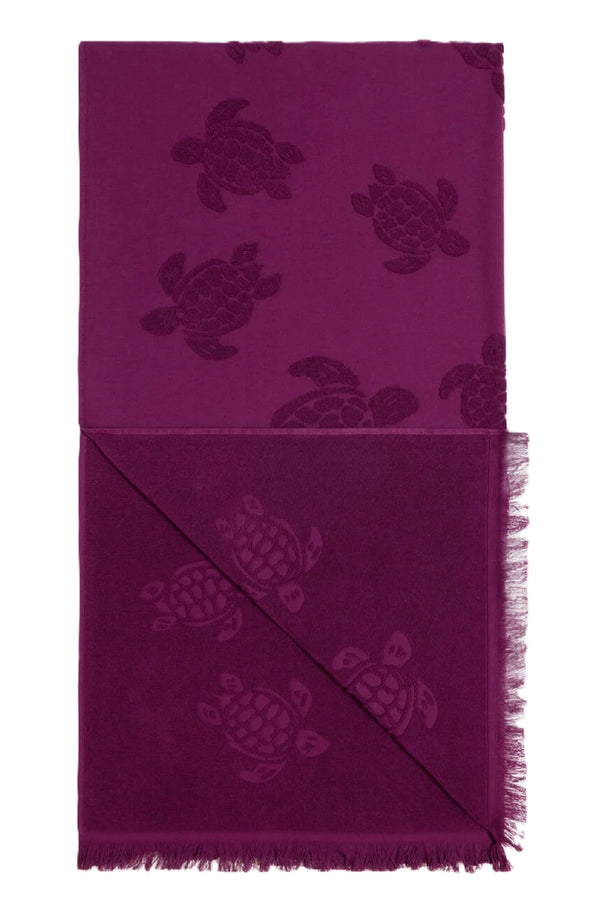 VILEBREQUIN Unisex Beach Towel in Organic Cotton Turtles Jacquard