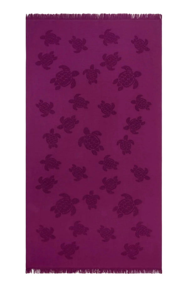 VILEBREQUIN Unisex Beach Towel in Organic Cotton Turtles Jacquard