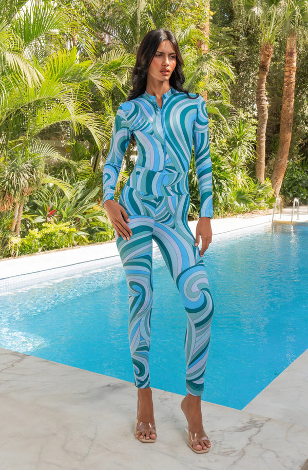 HADIA GHALEB Onda Blu Swimwear Full Set