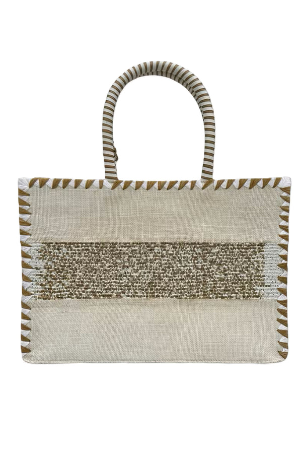 DE SIENA Women Saint Tropez Big Jute Bag with Beads