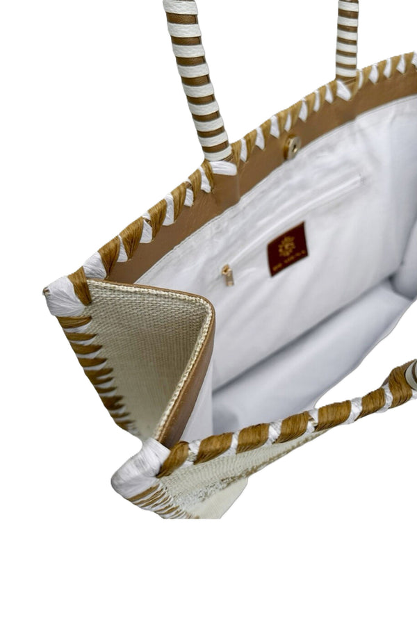 DE SIENA Women Saint Tropez Big Jute Bag with Beads