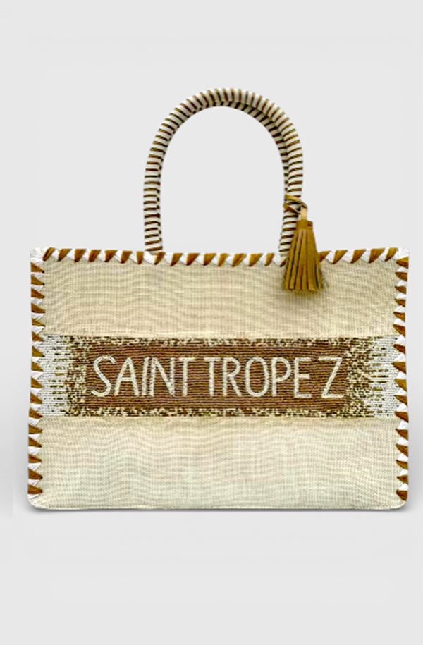 DE SIENA Women Saint Tropez Big Jute Bag with Beads