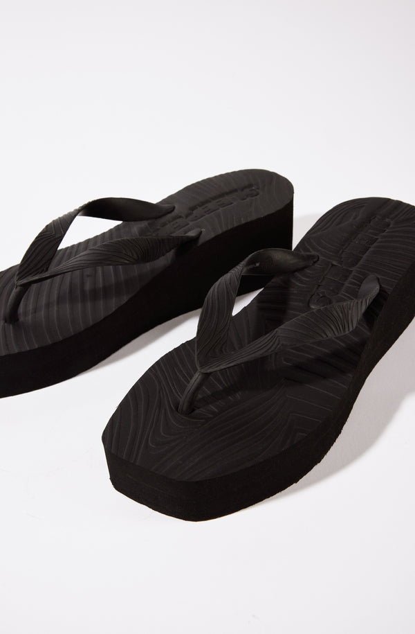SLEEPERS Women High Platform Black Flip Flops