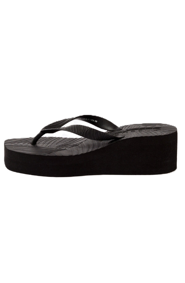 SLEEPERS Women High Platform Black Flip Flops