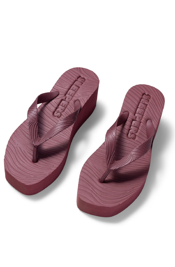 SLEEPERS Women High Platform Burgundy Flip Flops