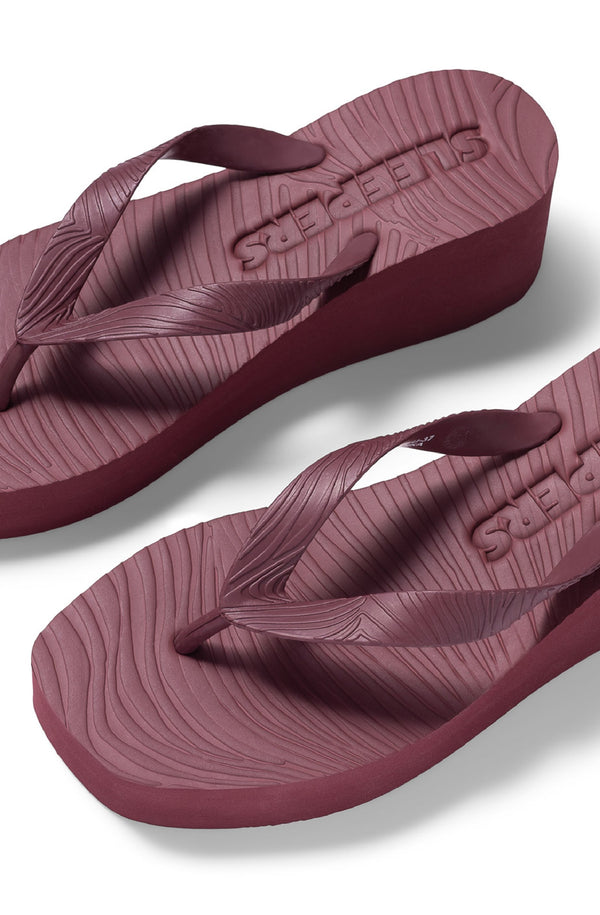 SLEEPERS Women High Platform Burgundy Flip Flops