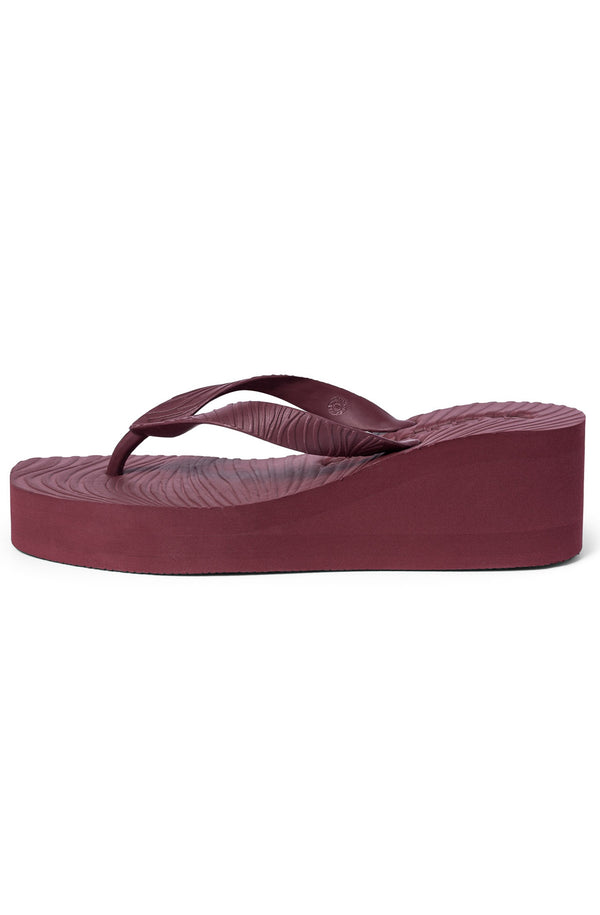 SLEEPERS Women High Platform Burgundy Flip Flops
