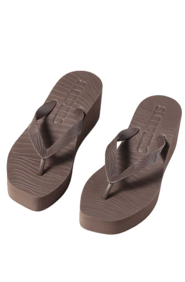 SLEEPERS Women High Platform Brown Flip Flops