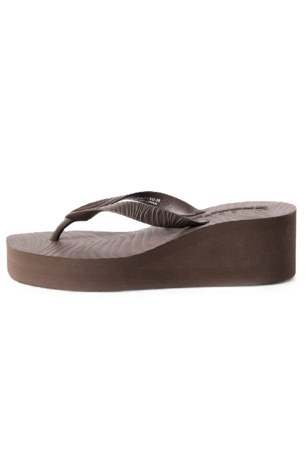 SLEEPERS Women High Platform Brown Flip Flops