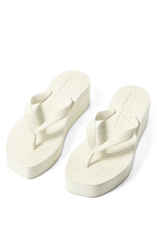 SLEEPERS Women High Platform Eggnog Flip Flops