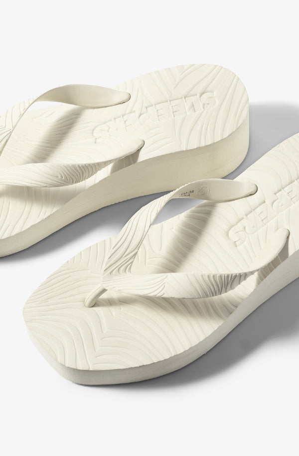 SLEEPERS Women High Platform Eggnog Flip Flops