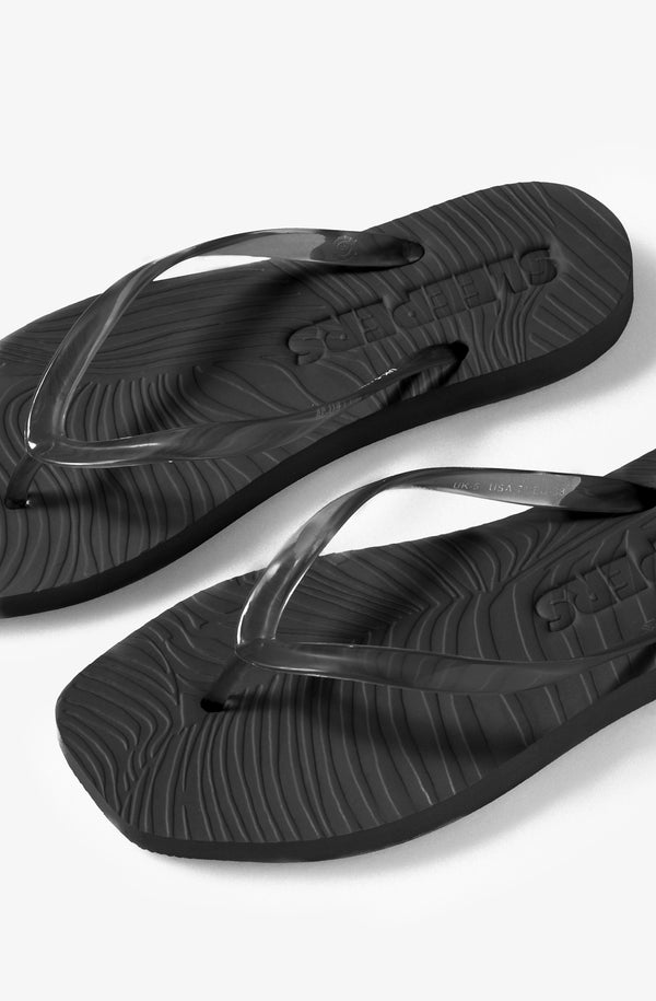 SLEEPERS Women Tapered Black Transparent Flip Flops