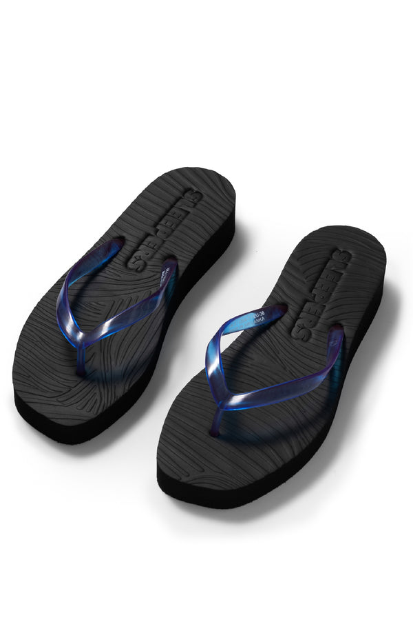 SLEEPERS Women Tapered Platform Luminous Blue Transparent Flip Flops