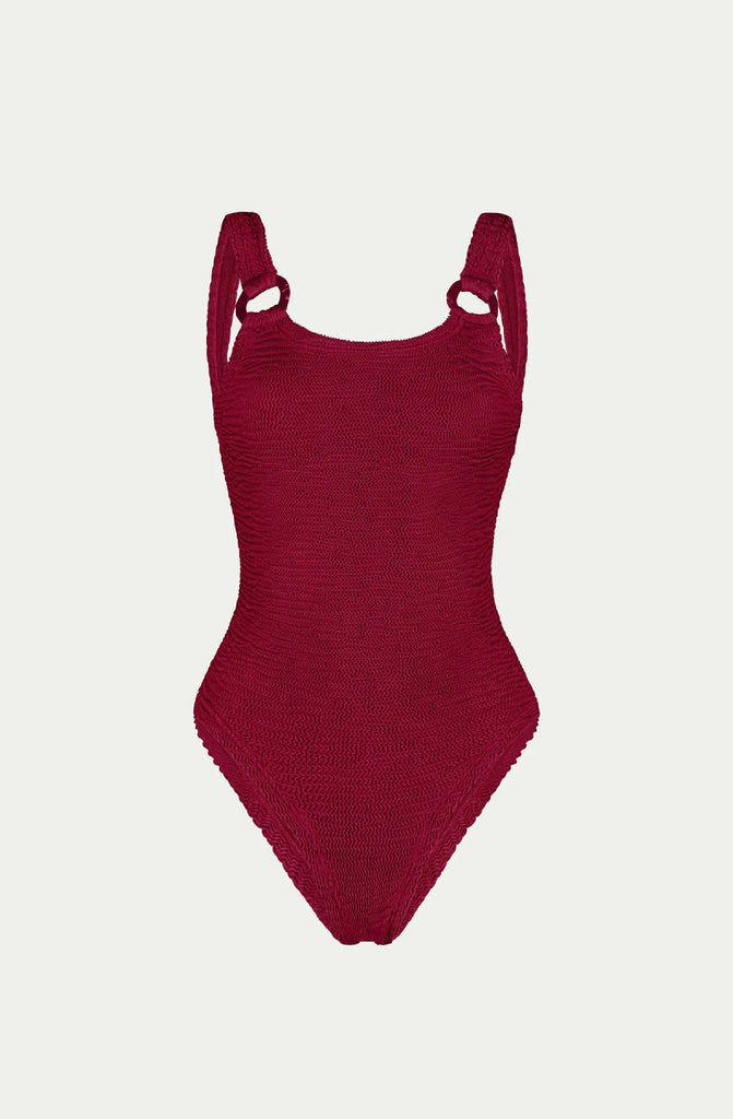 PARAMIDONNA Women Sophia Burgundy Open Back One-Piece Swimsuit
