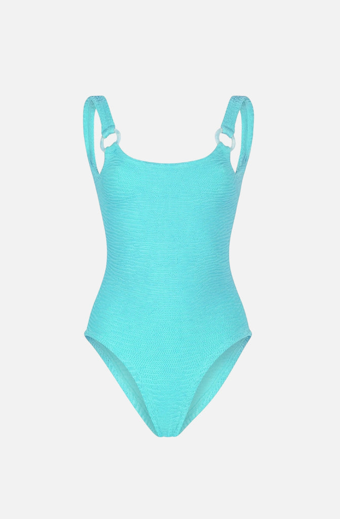 PARAMIDONNA Women Sophia Aquamarine Open Back One-Piece Swimsuit