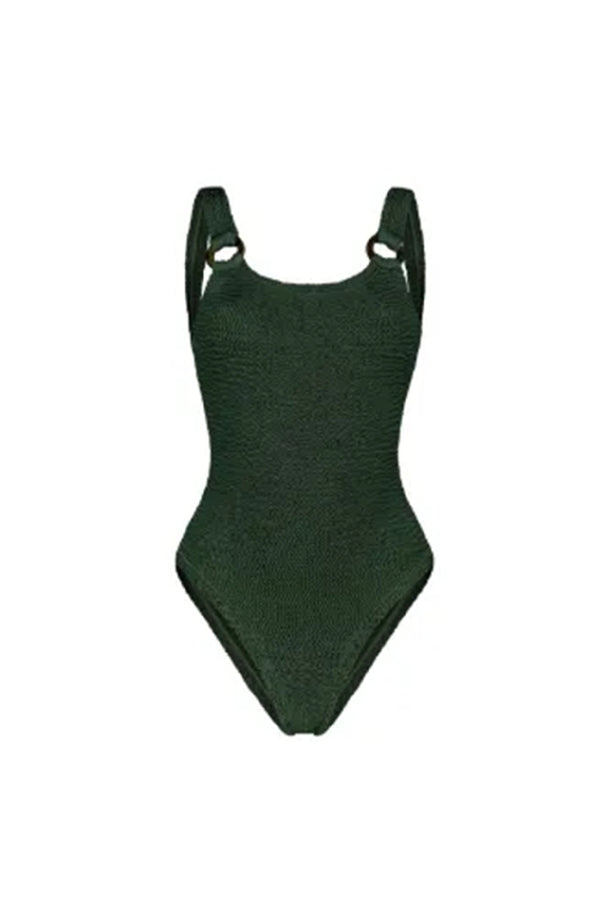 PARAMIDONNA Women Sophia Forest Green Open Back One-Piece Swimsuit