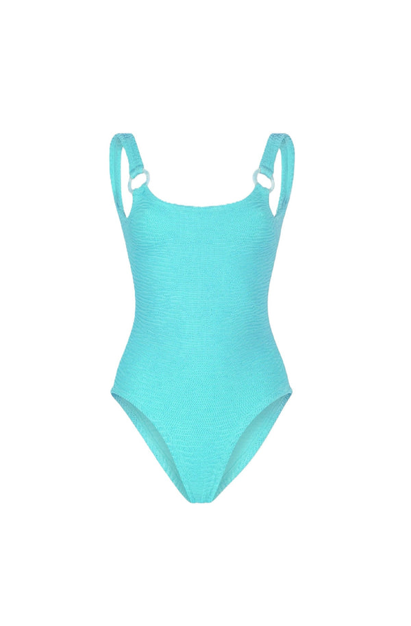 PARAMIDONNA Women Sophia Aquamarine Open Back One-Piece Swimsuit