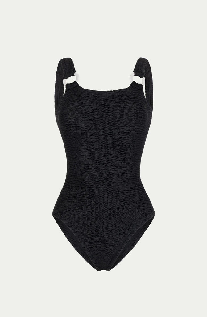 PARAMIDONNA Women Sophia Black Wide Strap One-Piece Swimsuit