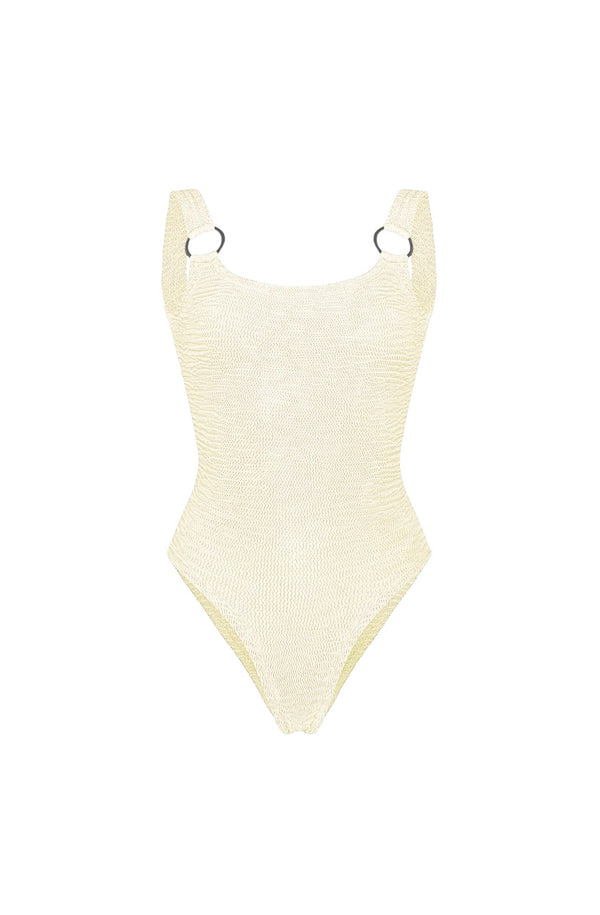 PARAMIDONNA Women Sophia Ivory Double Ring One-Piece Swimsuit
