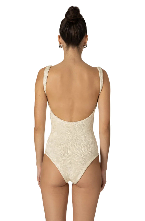 PARAMIDONNA Women Sophia Ivory Double Ring One-Piece Swimsuit