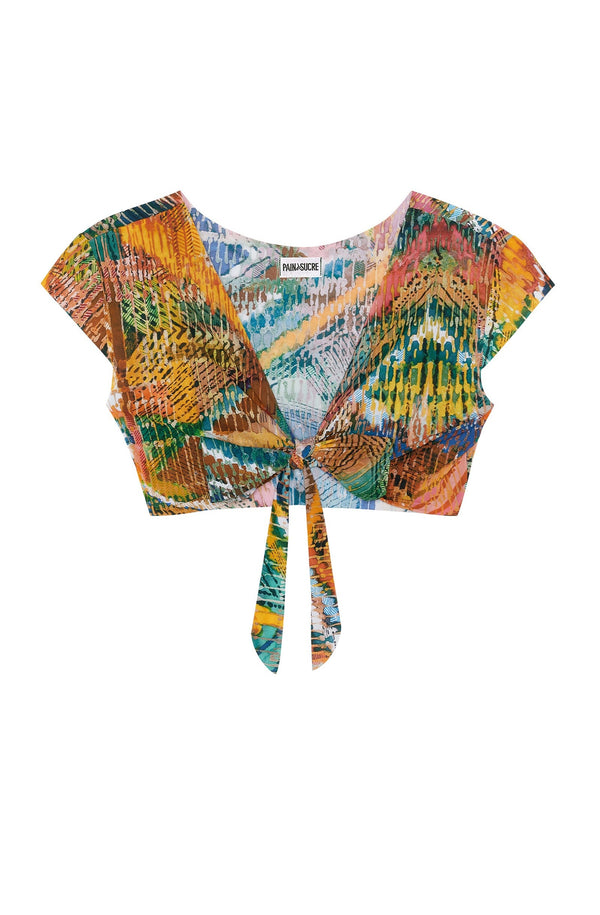 PAIN de SUCRE Women Tako Masai Print Wrap Crop Top