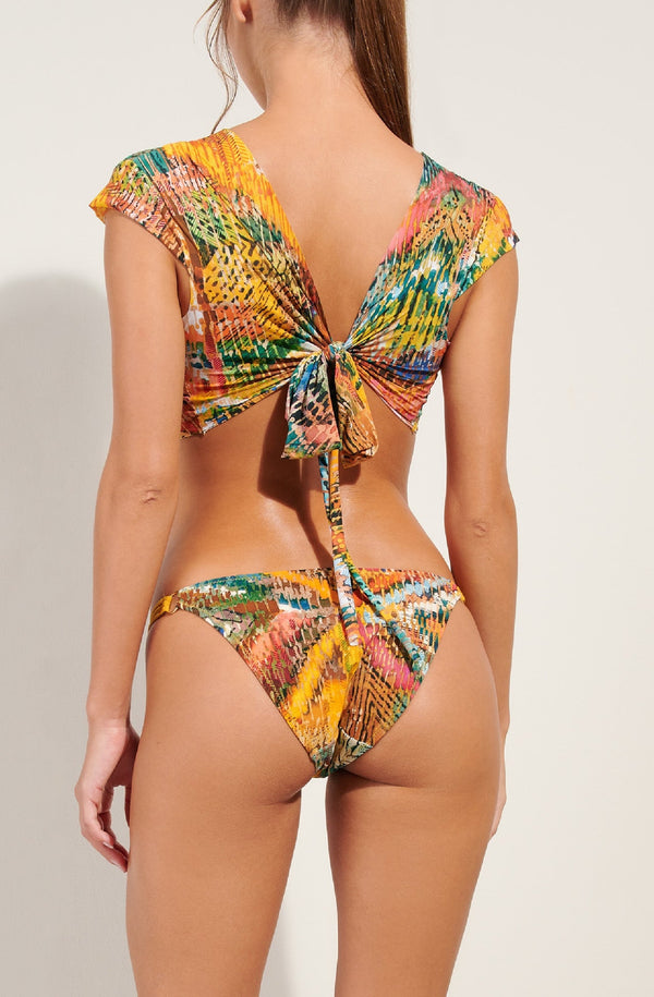 PAIN de SUCRE Women Tako Masai Print Wrap Crop Top