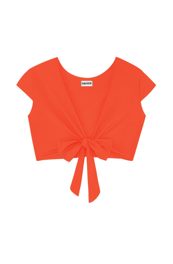 PAIN de SUCRE Women Tako Orange Wrap Crop Top