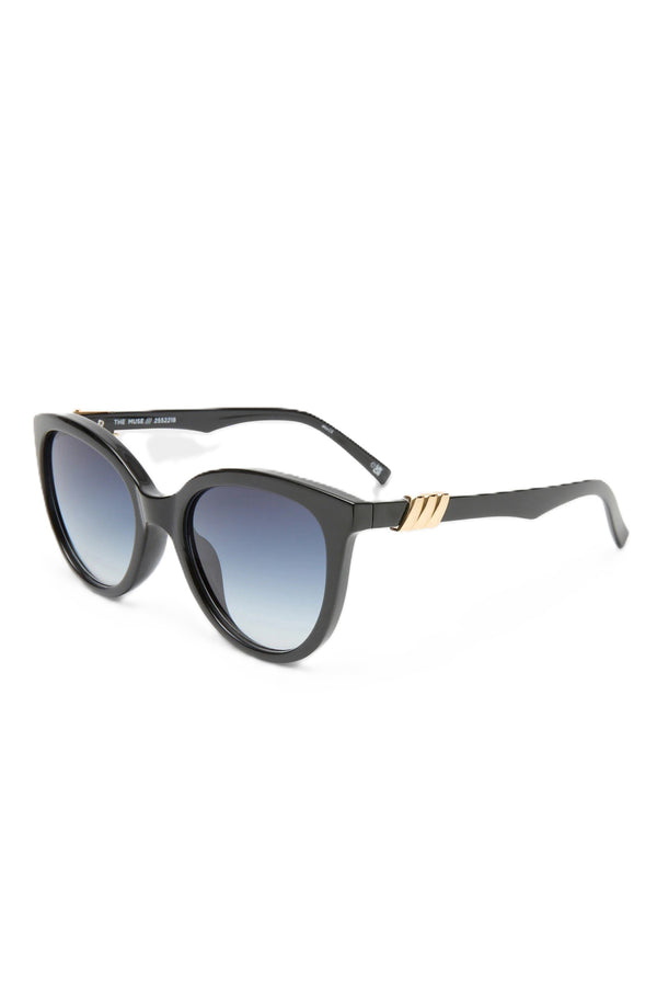 LE SPECS Women The Muse Black Round Sunglasses