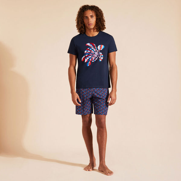 VILEBREQUIN Men Organic Cotton T-Shirt Placed Enbroidered Turtle
