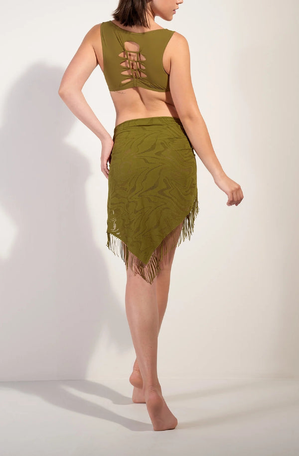 PAIN de SUCRE Women Trudy Bronze Lace Fringed Pareo