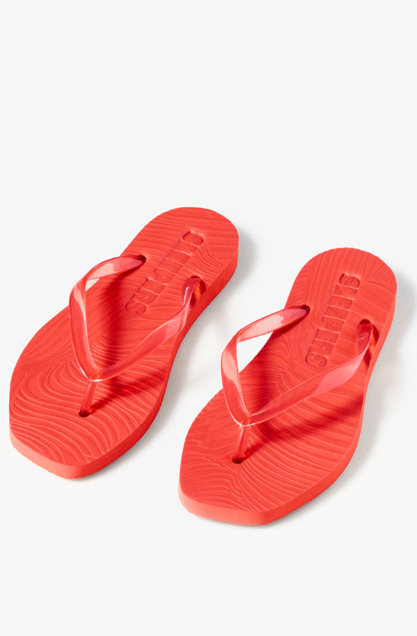 SLEEPERS Women Tapered Red Transparent Flip Flops