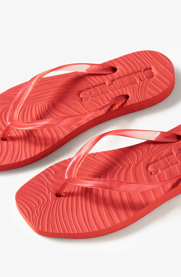 SLEEPERS Women Tapered Red Transparent Flip Flops