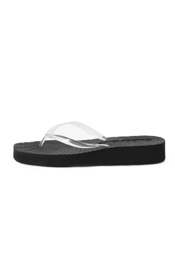 SLEEPERS Women Tapered Platform Black Clear Transparent Flip Flops