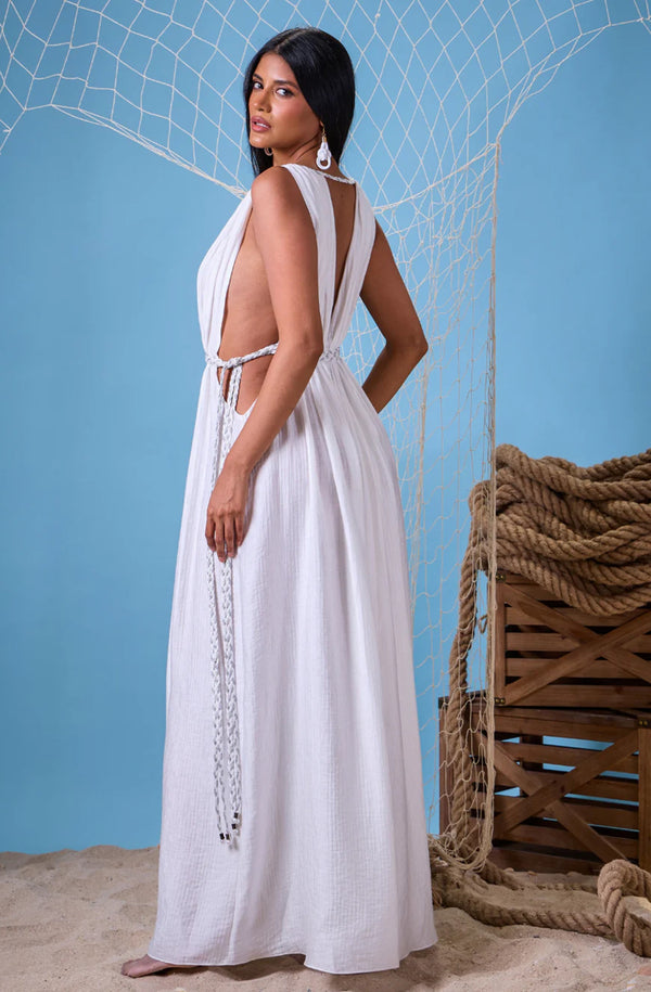 GLAM ON YOU Women Thalassa Dress White Long