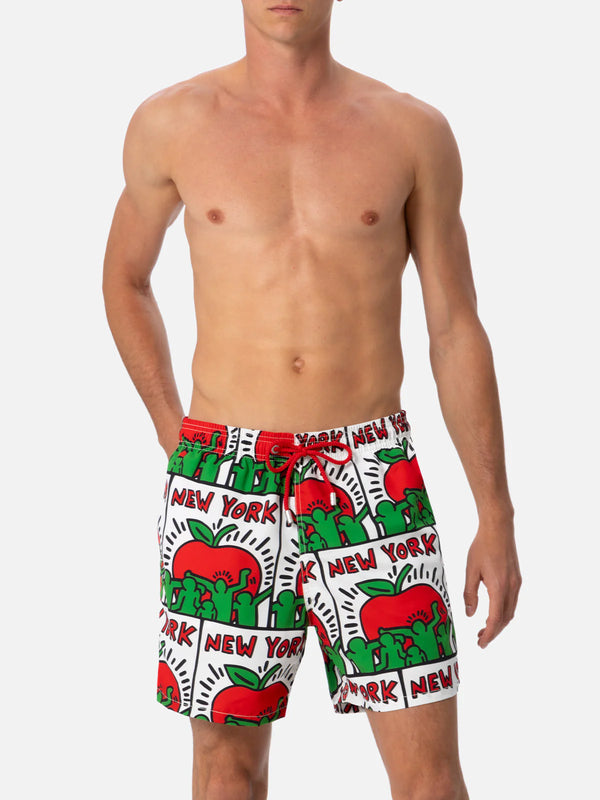 MC2 SAINT BARTH Men Swim Shorts Mid Length Gustavia Keith Haring Design