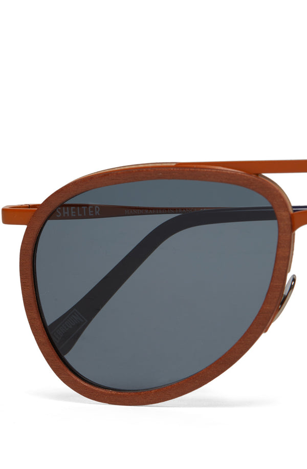 VILEBREQUIN Unisex Wood Aviator Sunglasses Solid - VBQ x Shelter