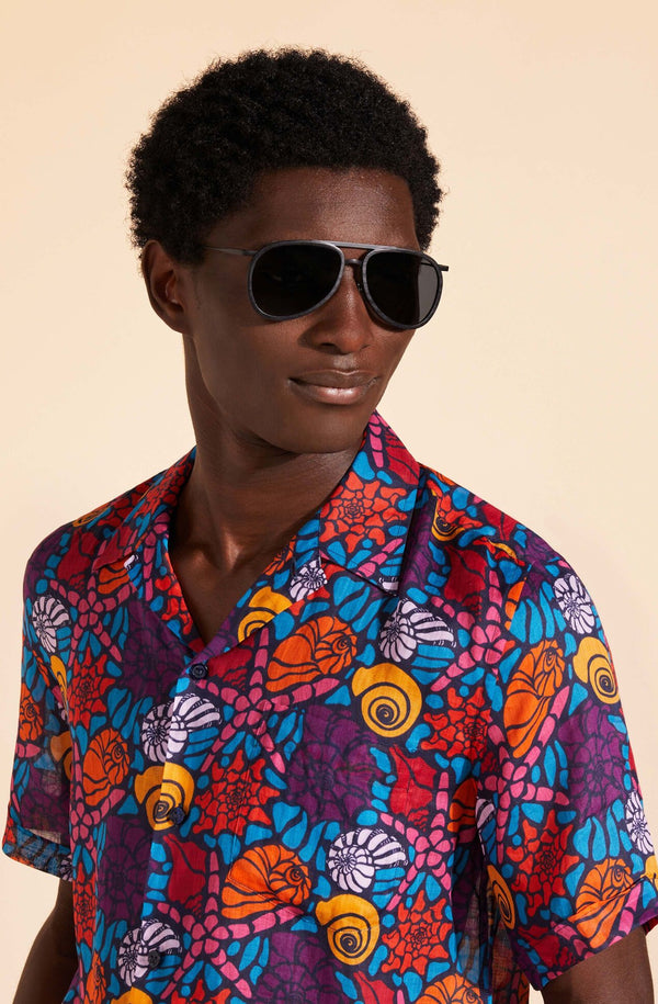 VILEBREQUIN Unisex Wood Aviator Sunglasses Solid - VBQ x Shelter