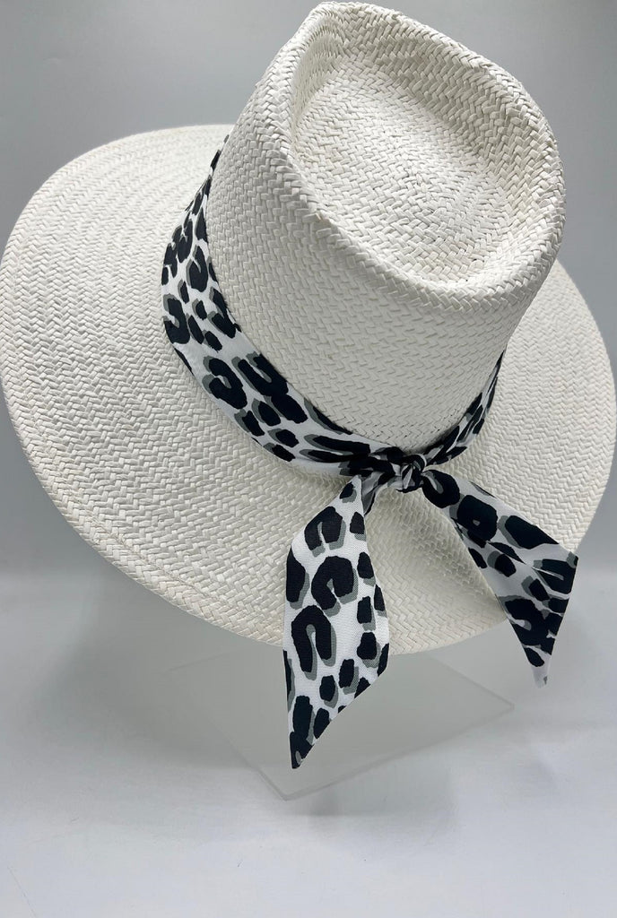 R by RALU Natural Straw Hat Fedora Women - White